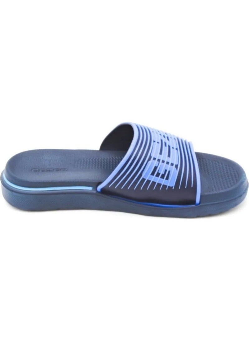 Gezer - Men's Comfortable Sole Luxury Bathroom Balcony Pool Beach Slippers Navy Blue - Image 1
