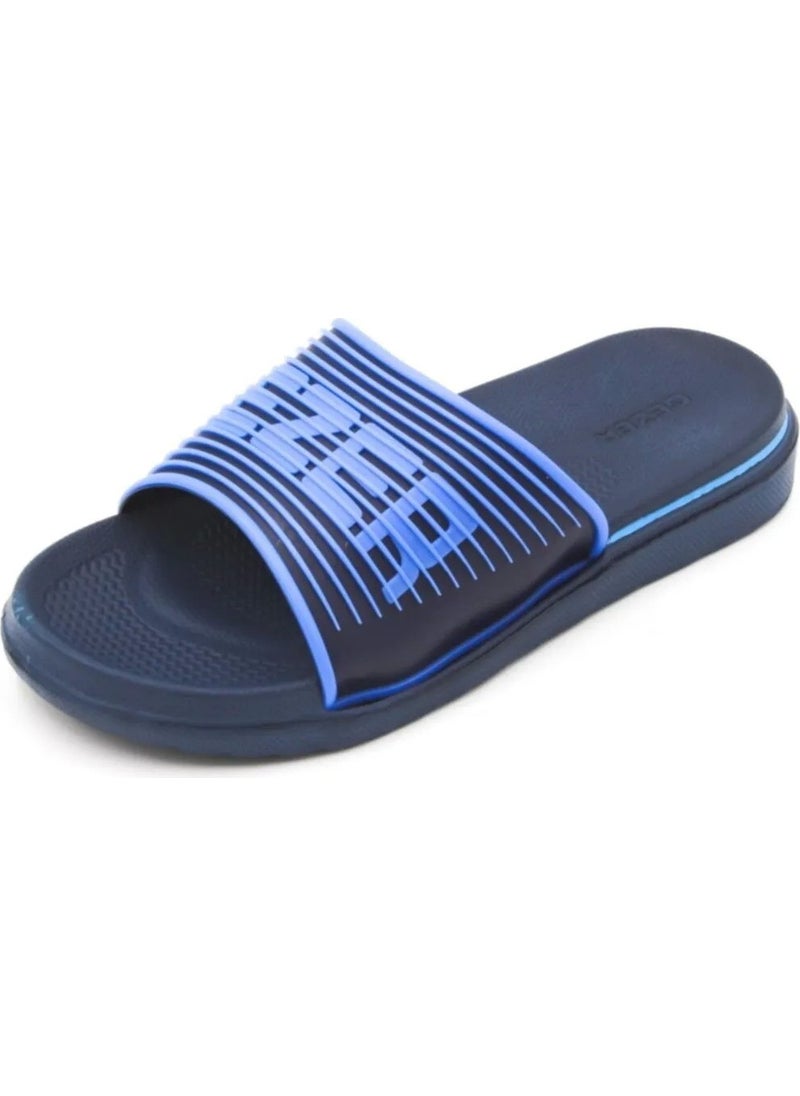 Gezer - Men's Comfortable Sole Luxury Bathroom Balcony Pool Beach Slippers Navy Blue - Image 1
