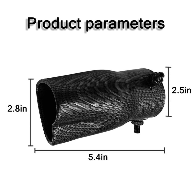 Sandfren 2.5" to 2.8" Car Exhaust Tip, 2.5" Inlet 2.8" Outlet Stainless Steel Heart-Shaped Surface Polished Exhaust Tailpipe Tip, Rolled Edge Bolt on Diesel Pipe, Universal Fit (Carbon Fiber) - Image 2