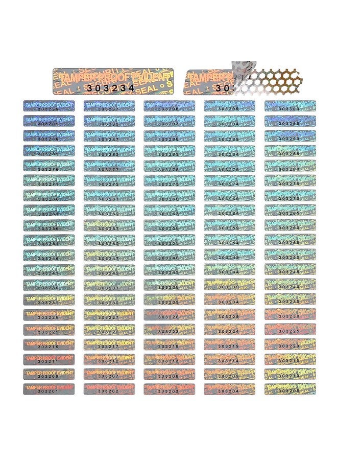 Marspark 1000 Pieces Silver Security Tamper Evident Seals Stickers Void Original Genuine Authentic Hologram Labels Tamper Proof Evident Stickers Sequential Serial Numbering, 0.24 X 1 Inch - Image 1