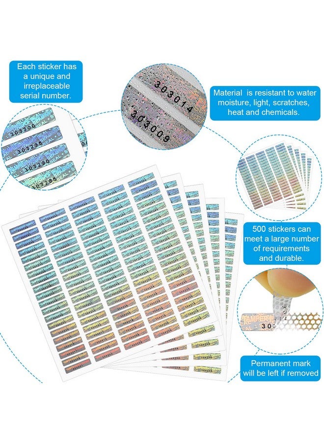 Marspark 1000 Pieces Silver Security Tamper Evident Seals Stickers Void Original Genuine Authentic Hologram Labels Tamper Proof Evident Stickers Sequential Serial Numbering, 0.24 X 1 Inch - Image 3