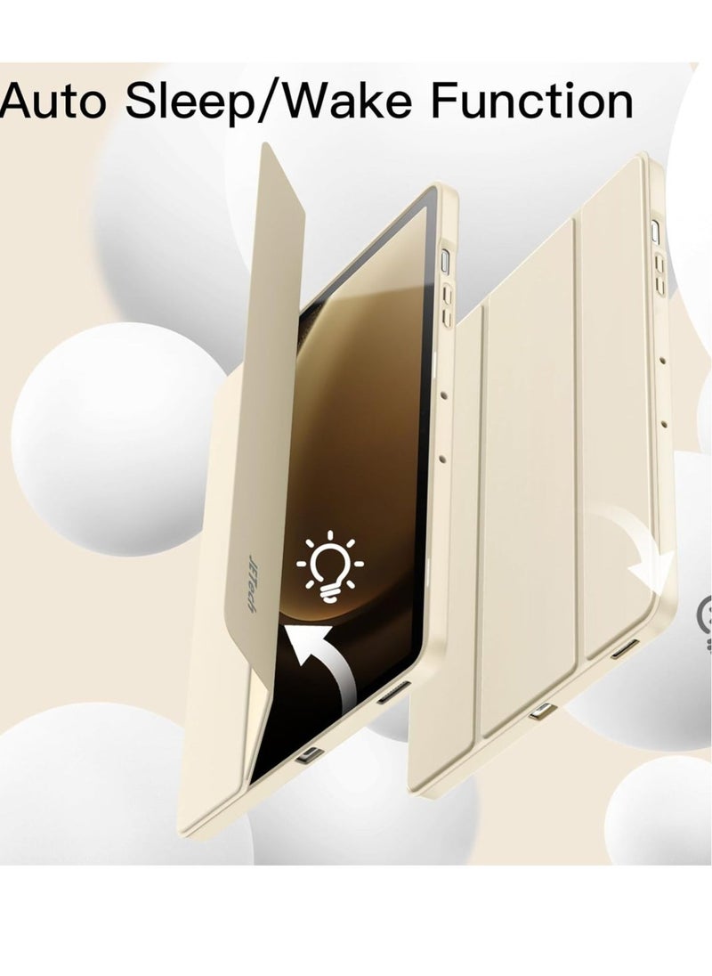 JAJEEK "2024 Case for Samsung Galaxy Tab S9 FE+ / S9 FE Plus 12.4-Inch – Soft TPU Tri-Fold Stand Protective Cover with S Pen Holder, Auto Wake/Sleep, S Pen Charging Support (Beige)" - Image 5