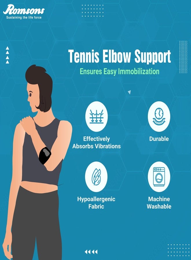 رومسونز دعامة كوع التنس من رومسونز، مناسبة للصالات الرياضية، ضغط الكوع، منع الإجهاد والإصابات، للرجال والنساء - مقاس واحد - Image 5