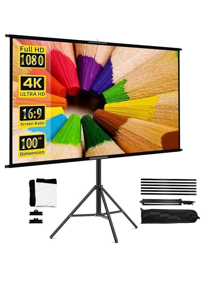 Generic Projector Screen with Stand 100 inch Indoor Outdoor Projection Screen, Portable 16:9 4K HD Movie Screen with Carry Bag  - Image 1