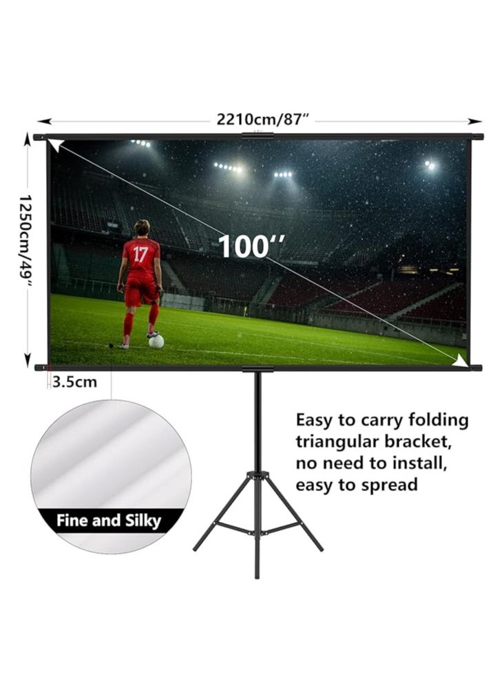 Generic Projector Screen with Stand 100 inch Indoor Outdoor Projection Screen, Portable 16:9 4K HD Movie Screen with Carry Bag  - Image 4