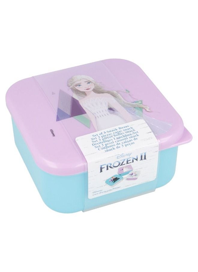 Disney - 3 Piece Nesting Snack Boxes Set Frozen the Snow Queen BPA Free Containers Space Saving and Portable Storage Snack Box - Image 1