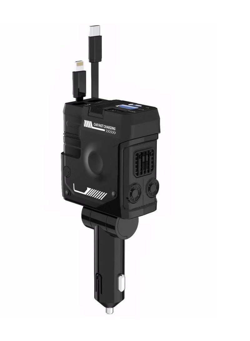 OALE 4-in-1 USB Car Charger – Dual Port, Retractable Cables, PD Quick Charge - Image 4