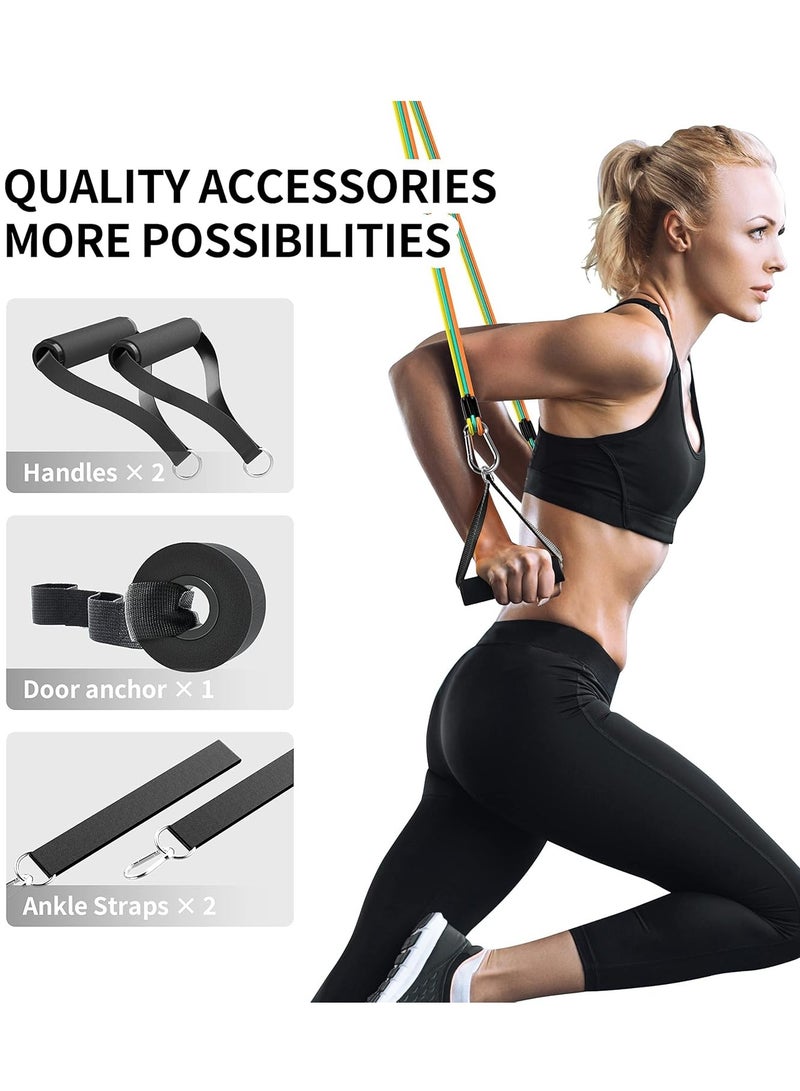 أونليماي فقط مجموعة أشرطة المقاومة مكونة من من أشرطة المقاومة المضادة للكسر مع مقابض ومرساة باب وأشرطة كاحل ودليل تدريب وحقيبة حمل - Image 3