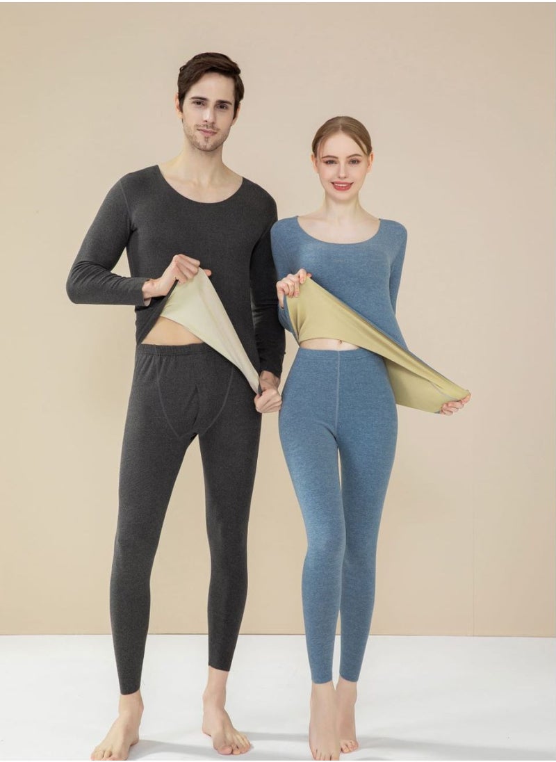 Loquat - Trackless Mulberry Silk Thermostatic Warm Long Johns Suit Light Green - Image 1