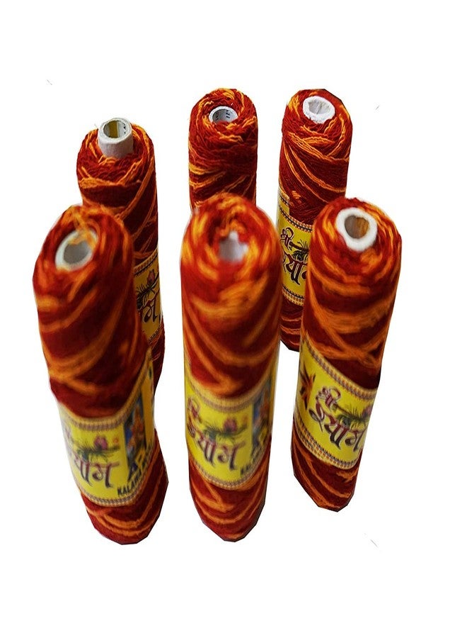 DHINCHAK®™ 6 قطع ملحقات عبادة هندوسية مولي كالاوا ، حبل معصم مولي ، مولي راخي ، راكشا سوترا (6 بكرات صغيرة) - Image 2