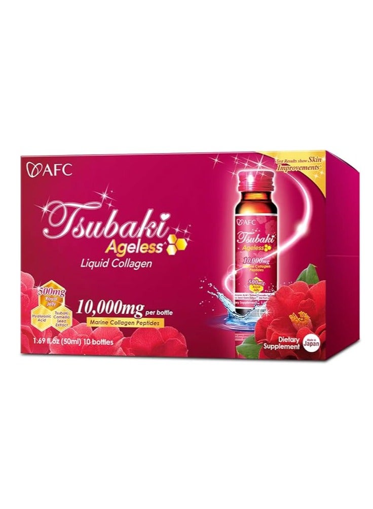 AFC Japan AFC Japan Tsubaki Ageless Beauty Collagen Drink 10,000mg 1.69fl.oz x 10 Bottles