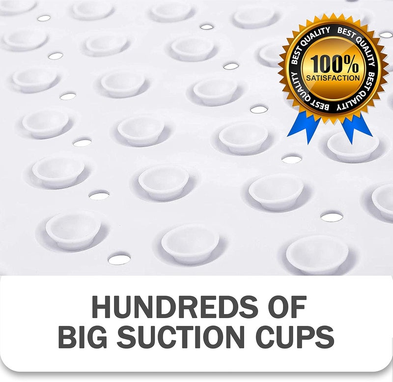 GVTECH Non-Slip Bath Mat with Suction Cups, GVTECH 100x40cm/40x16in Extra Long Bathtub Mats | Anti-Mould, Machine-Washable, Latex-Free | Shower Mat Ideal for Elderly & Children (White) - Image 5