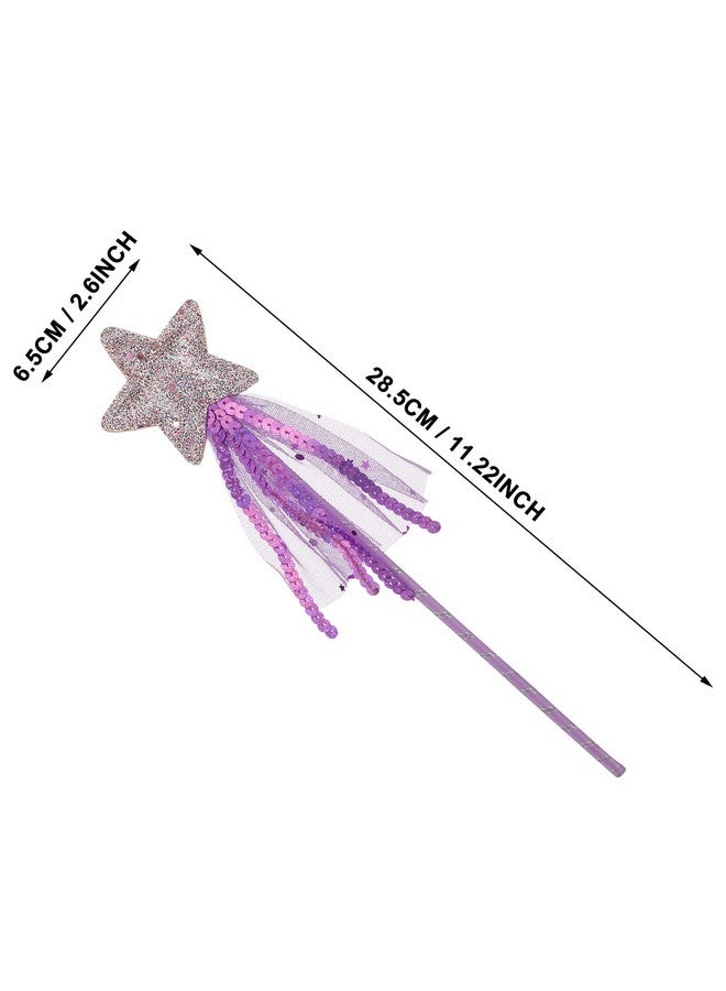 Aster Glitter Star Wands 3Pcs 11 Inches Princess Angel Fairy Star Magic Wands Girls Fairy Magic Dress-Up Star Wand Angel Fairy Costume Props Wands Sticks For Birthday Halloween Christmas Party - Image 2