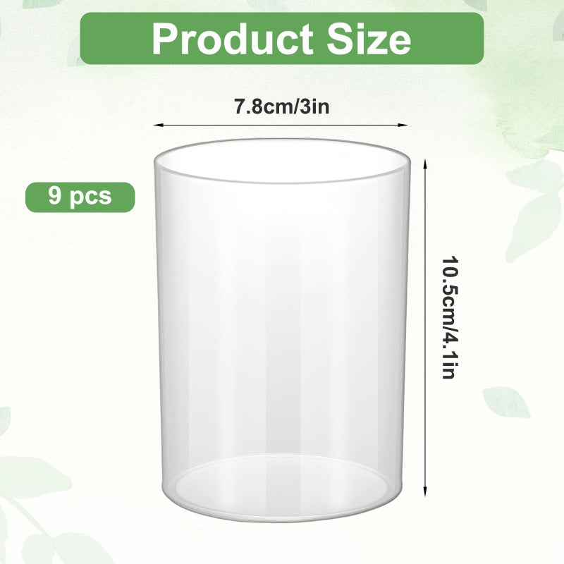 Pafeooui 9 Pack Clear Plastic Cylinder Vase â€“ 4.1 Inch Acrylic Flower Vase Bulk, Small Round Wide Mouth Containers for Centerpieces, Home, Office, Wedding Decor (3â€ Diameter) - Image 2