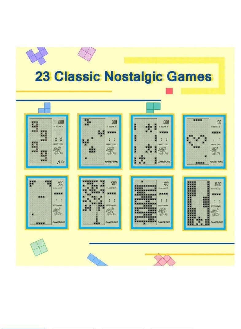 3 Pcs Brick Game Console Large Screen Handheld Games Electronic Games Build in 23 Classic Game for Kids Adults(Random Color) - Image 3