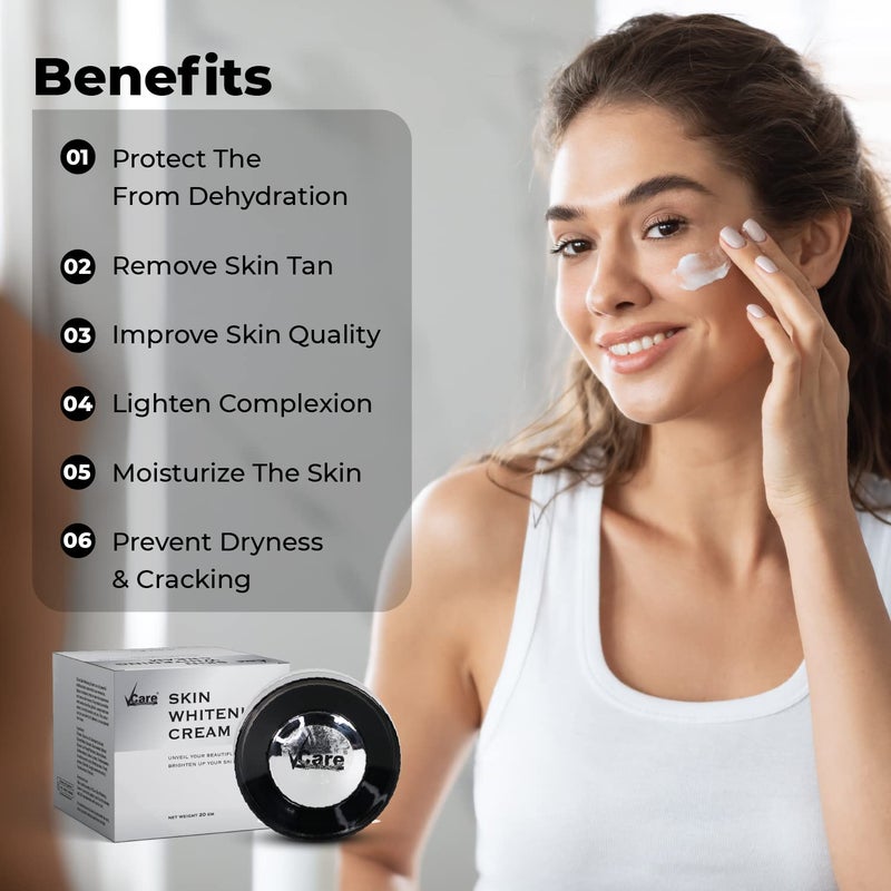 VCare Skin Whitening Cream for All Skin Types 20g with Songyi MushroomAntiTan Reduce Dullness and Provides Radiant Glow Hydration Skin For Men Women All Skin Types of Men and Women - Image 5
