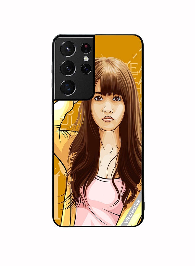 VR CREATIVE Protective Case Cover For Samsung Galaxy S21 Ultra 5G Girl Posing Design Multicolour - Image 1