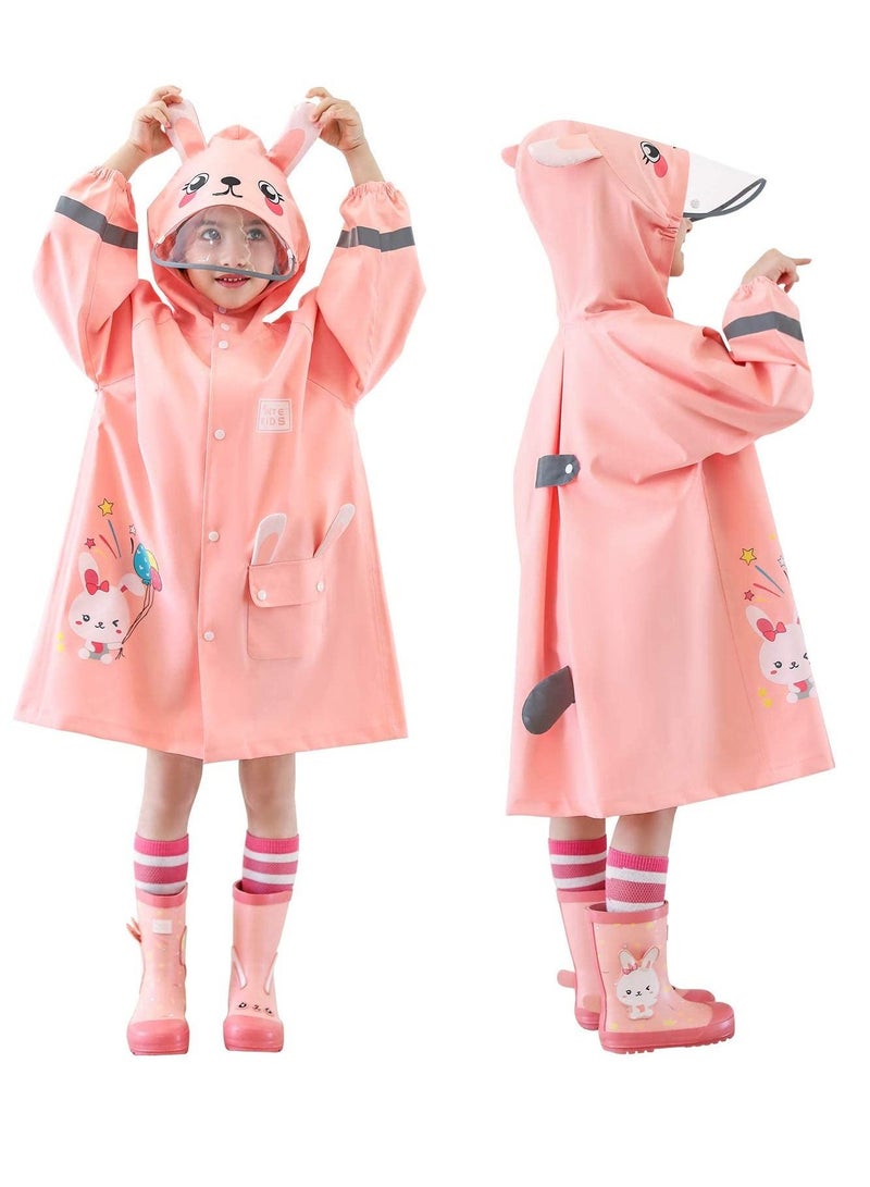 SYOSI Kids RainCoat, Reusable Children's raincoats, 3D Cartoon Kids Rain Jacket with Storage Backpack  - Image 1