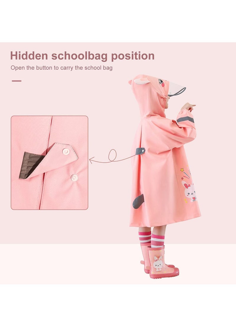 SYOSI Kids RainCoat, Reusable Children's raincoats, 3D Cartoon Kids Rain Jacket with Storage Backpack  - Image 4