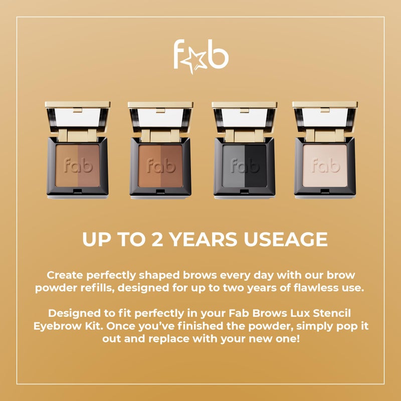 Fab Brows Lux Eyebrow Kit Refill Powder - Soft and Natural Eyebrow Definition for Dark Brown/Chocolate Brows On-The-Go - Image 4