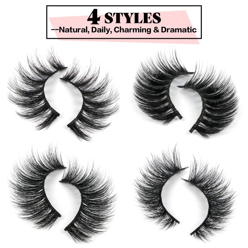 JIMIRE 20 Pairs False Eyelashes 4 Styles Mink Eyelashes Fluffy Pack 3D Volume Faux Mink Cat Eye Lashes Pack - Image 2