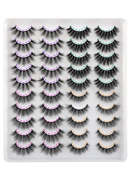 JIMIRE 20 Pairs False Eyelashes 4 Styles Mink Eyelashes Fluffy Pack 3D Volume Faux Mink Cat Eye Lashes Pack