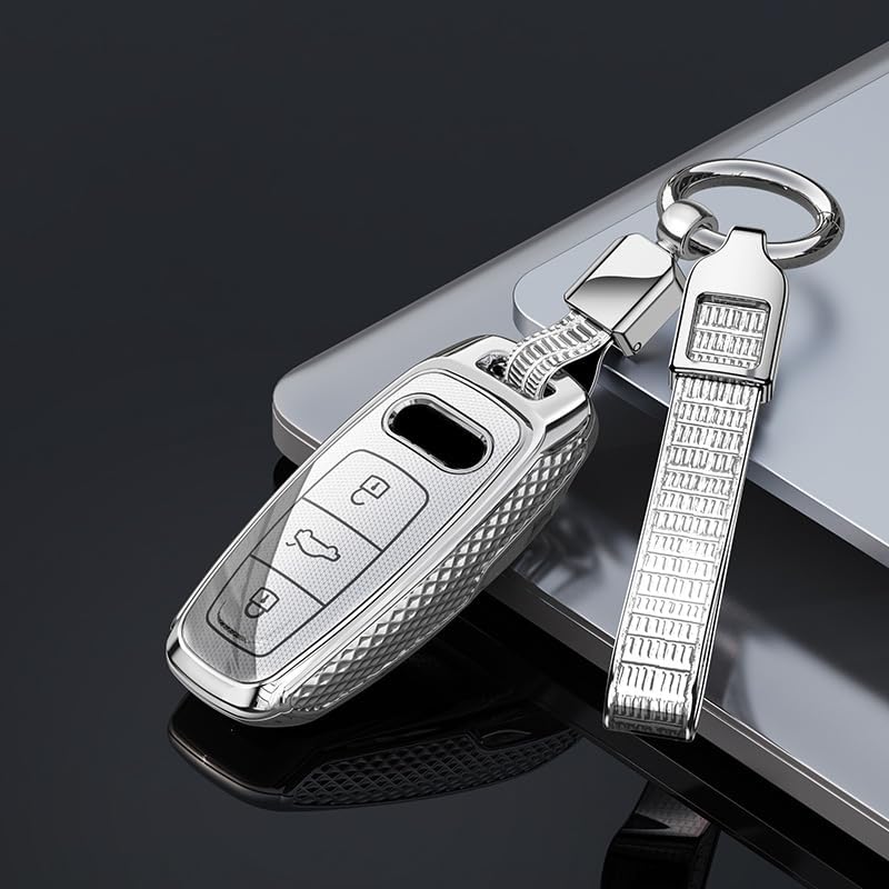 TECART Remote Car Key Case for Audi Models - Silver - Image 3