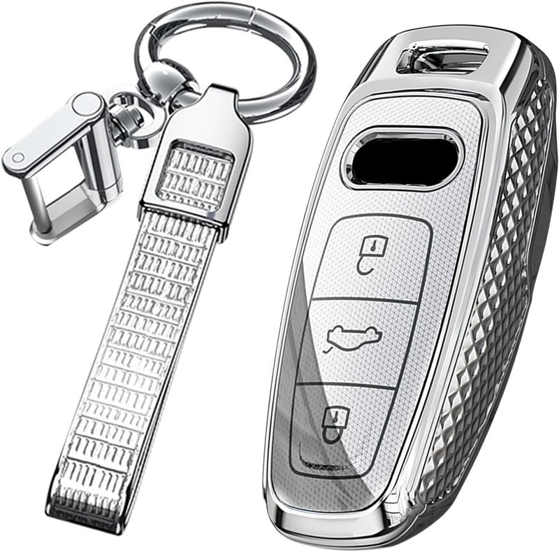 TECART Remote Car Key Case for Audi Models - Silver - Image 1