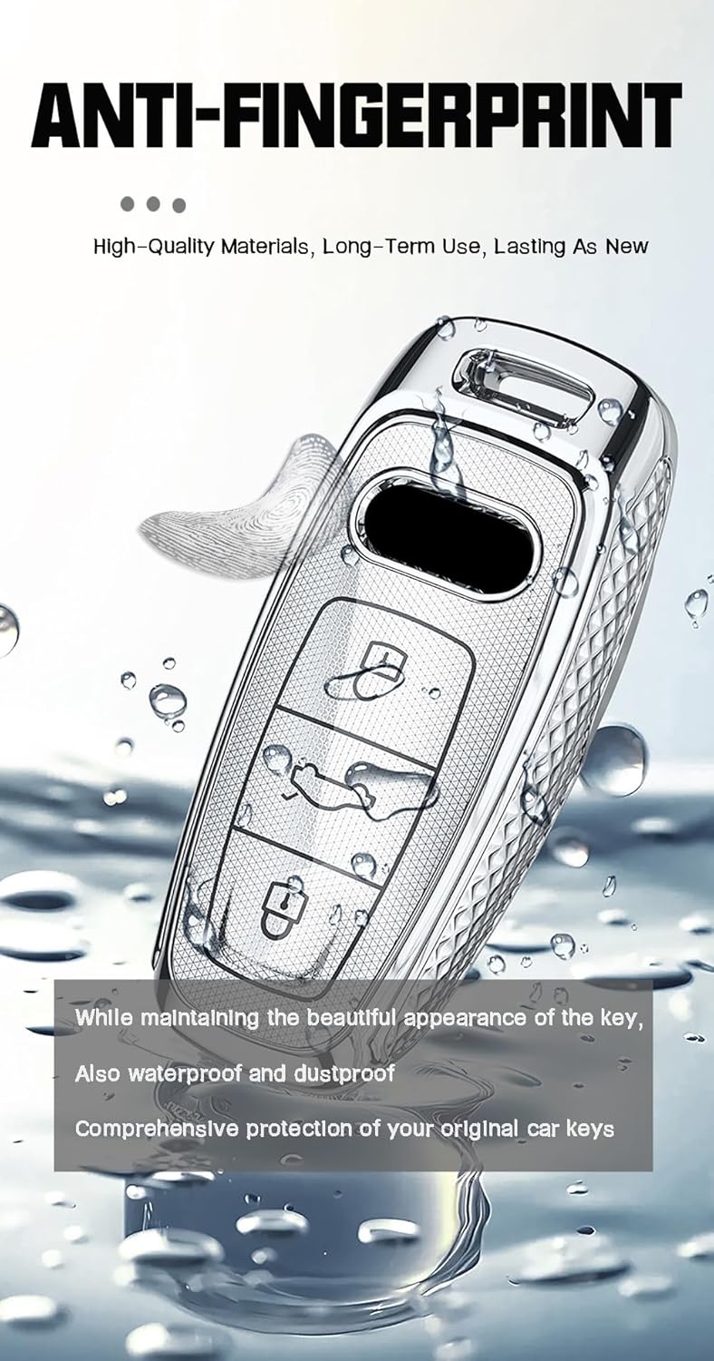 TECART Remote Car Key Case for Audi Models - Silver - Image 5