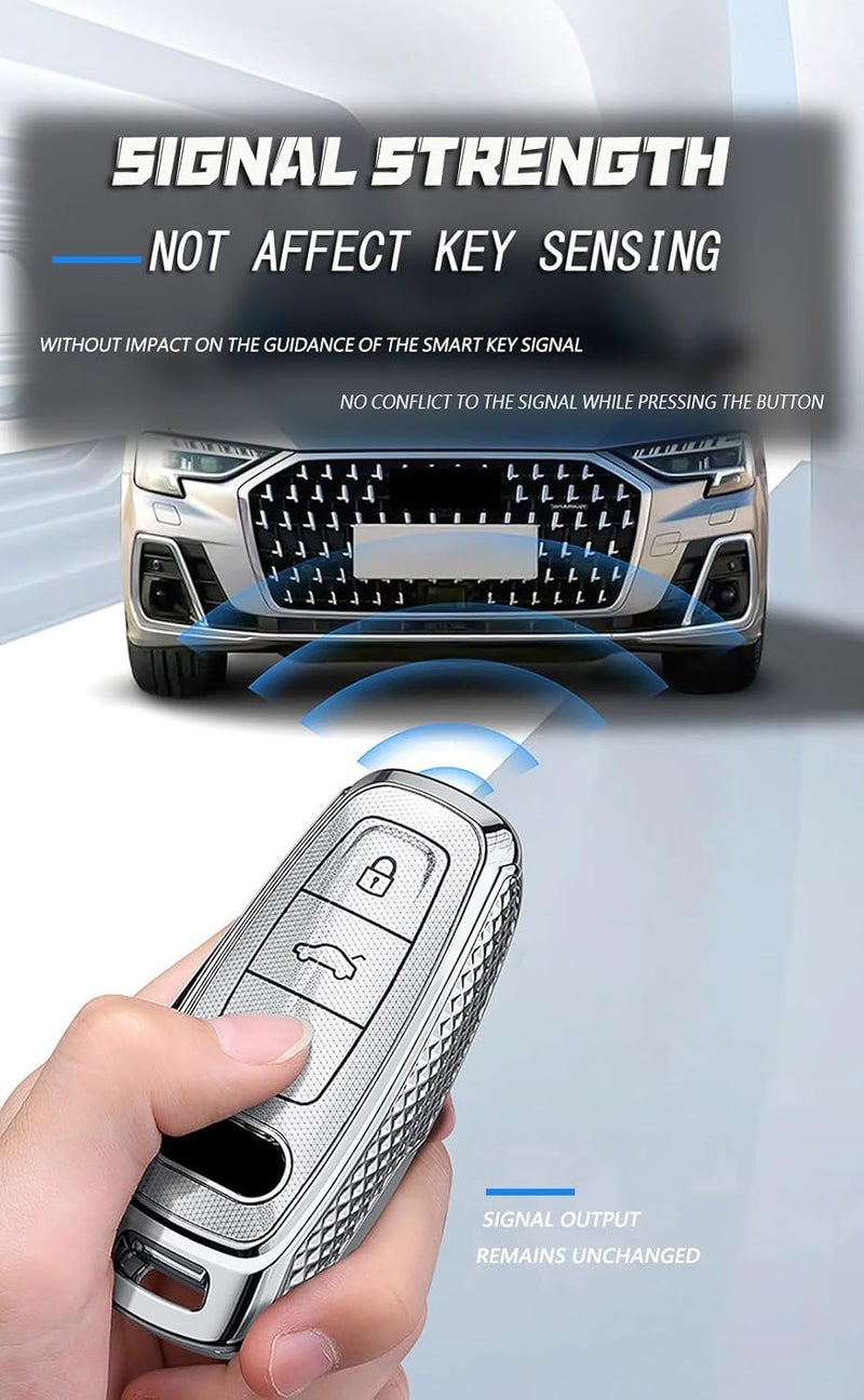 TECART Remote Car Key Case for Audi Models - Silver - Image 4