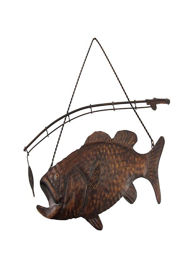Zeckos Rustic Brown Finish Metal Largemouth Bass Wall Hanging 14 Inches Long - Image 1