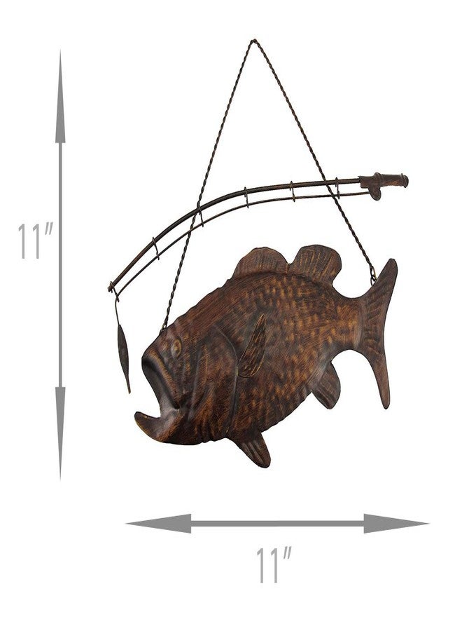 Zeckos Rustic Brown Finish Metal Largemouth Bass Wall Hanging 14 Inches Long - Image 4