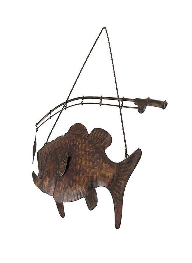 Zeckos Rustic Brown Finish Metal Largemouth Bass Wall Hanging 14 Inches Long - Image 2