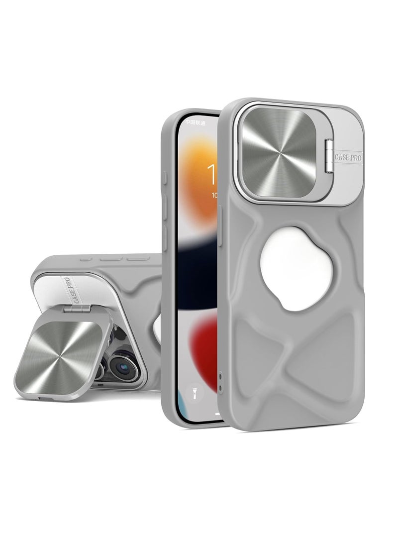 Case Compatible with IPhone 16 Pro  Invisible Lens Protection Cover Military Grade Phone Case - Foldable Stand Function - Magnetic Wireless Charging Phone Case (Gray) - Image 1