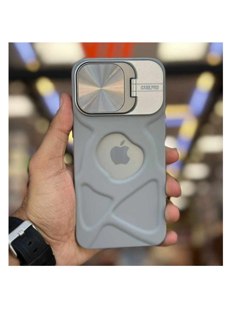 Case Compatible with IPhone 16 Pro  Invisible Lens Protection Cover Military Grade Phone Case - Foldable Stand Function - Magnetic Wireless Charging Phone Case (Gray) - Image 2