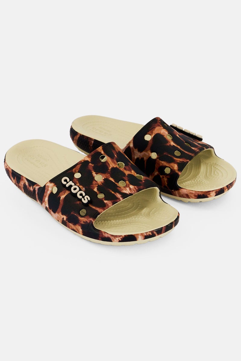 crocs Toddlers Boy Classic Animal Remix Slip On Slides, Brown  - Image 1