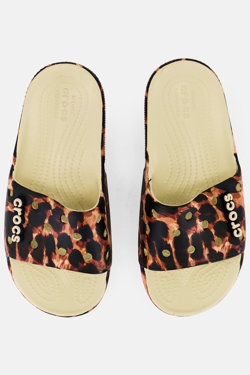 crocs Toddlers Boy Classic Animal Remix Slip On Slides, Brown  - Image 2