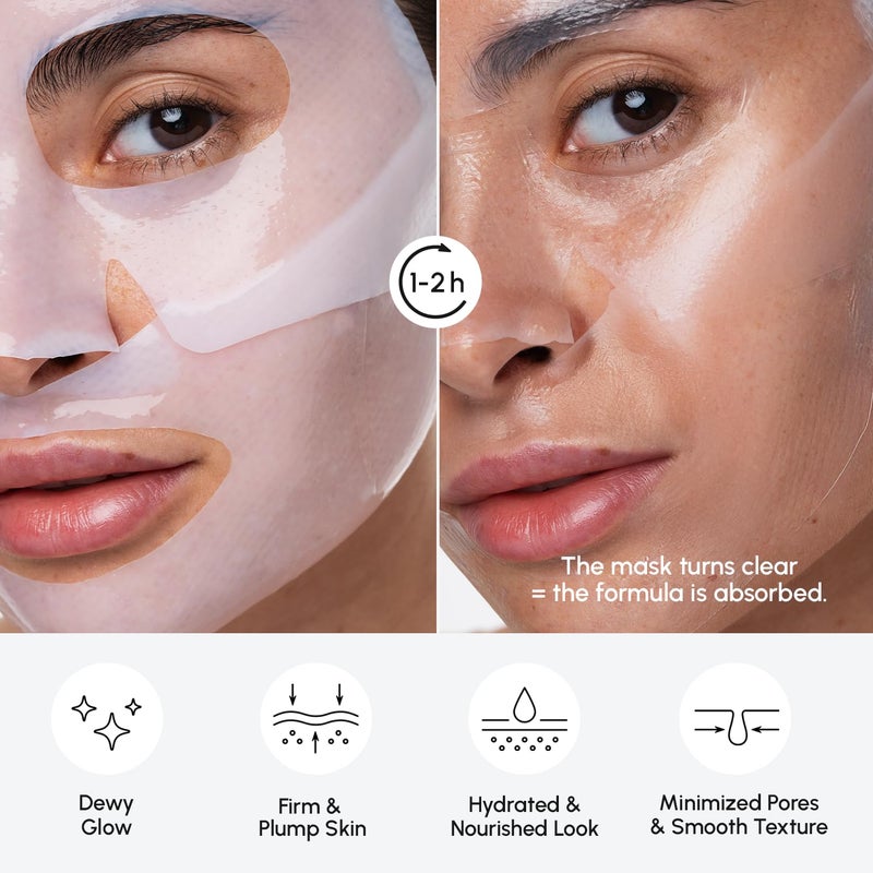 MAREE Hydrogel Collagen Facial Mask with Hyaluronic Acid â€” Hydrating Face Masks Skincare â€” Niacinamide, Amino Acids & Red Algae Extract â€” Facial Masks For Women â€” Mascarillas Para La Cara â€” 4 Count - Image 5