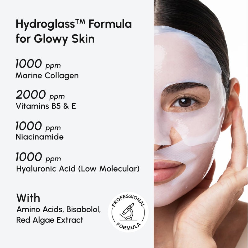 MAREE Hydrogel Collagen Facial Mask with Hyaluronic Acid â€” Hydrating Face Masks Skincare â€” Niacinamide, Amino Acids & Red Algae Extract â€” Facial Masks For Women â€” Mascarillas Para La Cara â€” 4 Count - Image 4