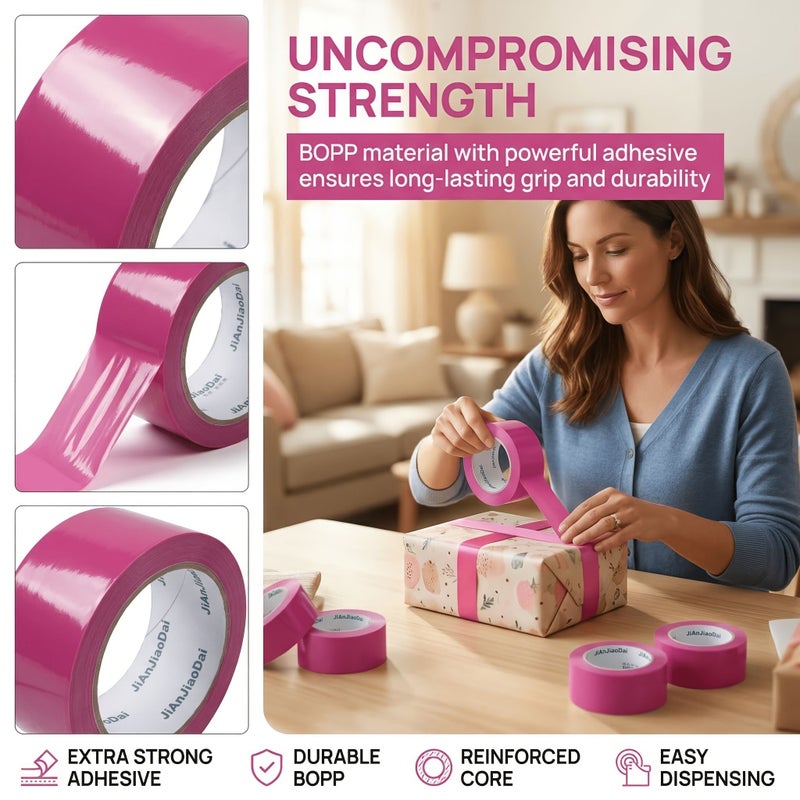 Pink Packing Tape 6pcs Strong Adhesive Resistant Logistics Seal Party Decor Gift Box Wrapping - Image 5