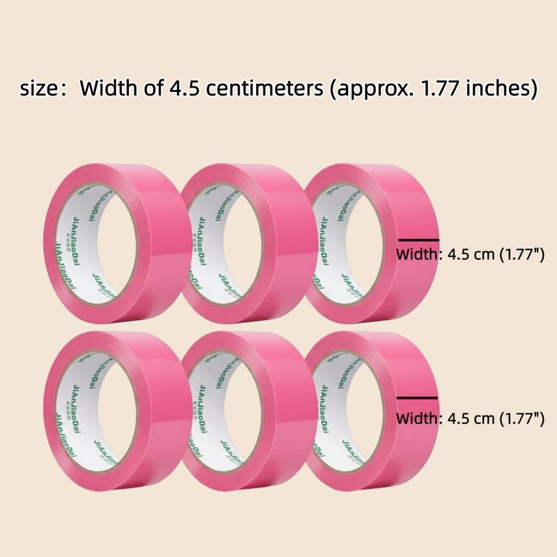 Pink Packing Tape 6pcs Strong Adhesive Resistant Logistics Seal Party Decor Gift Box Wrapping - Image 2