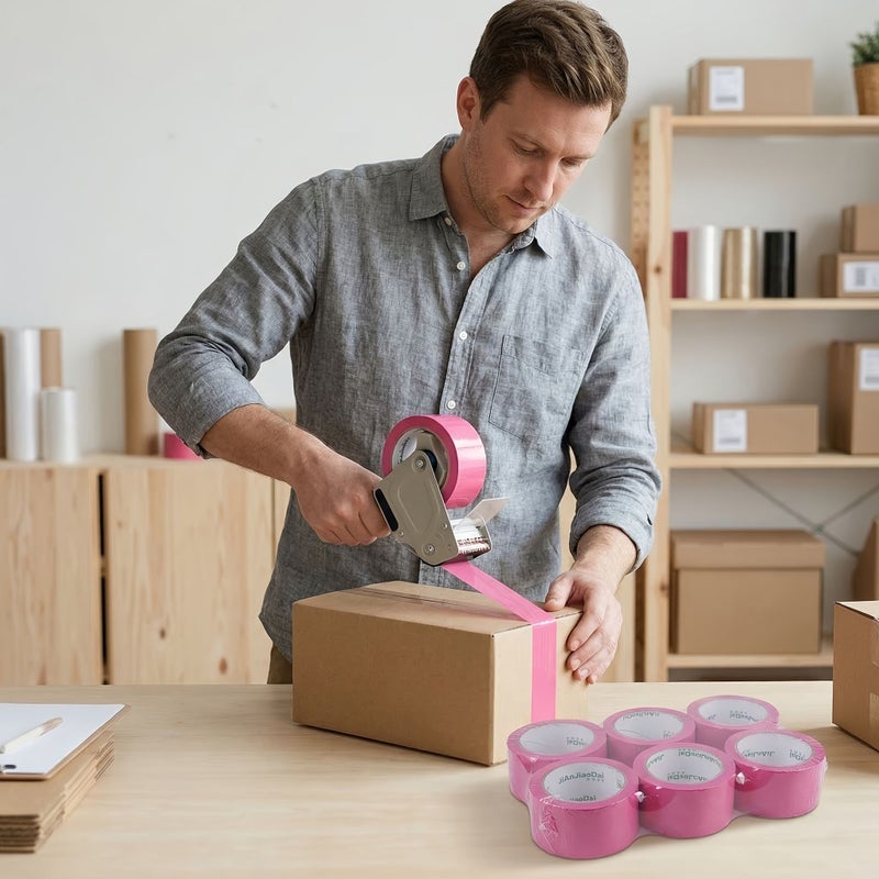 Pink Packing Tape 6pcs Strong Adhesive Resistant Logistics Seal Party Decor Gift Box Wrapping - Image 3