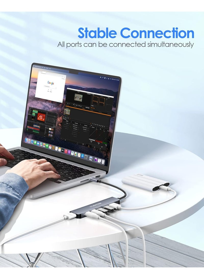 LENTION USB C Hub, 6 in 1 USB C to USB Adapter, USB C Multiport Dongle with 4K HDMI, USB C Data Port, 3 USB 3.0, 100W PD Compatible New MacBook Pro/Mac Air, iPad, More Type C Devices (Space Grey) - Image 3