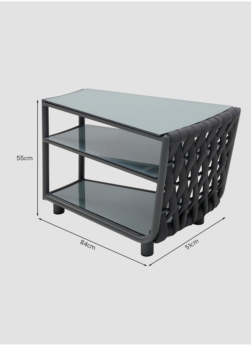 AL HUZAIFA FURNITURE Hug Outdoor Side Table Ceramic Glass On Top  - Image 5