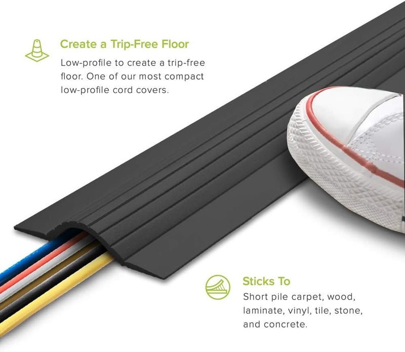 UT Wire 10FT Cable Blanket Low Profile Cord Cover and Protector, Black - Image 2