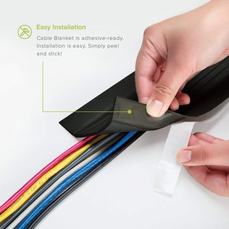 UT Wire 10FT Cable Blanket Low Profile Cord Cover and Protector, Black - Image 3