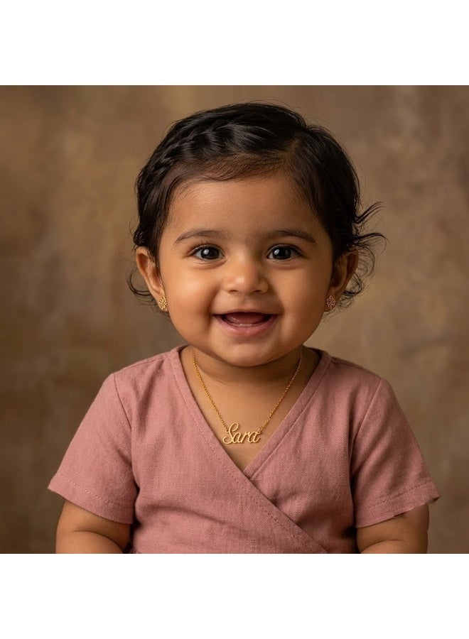 NENOUSH Baby Girl Name Necklace | English Letter Pendant Chain 30cm | Gold Tone Jewelry for Baby Girls | Fashion Necklace | Daily Wear | Party Wear - Image 2