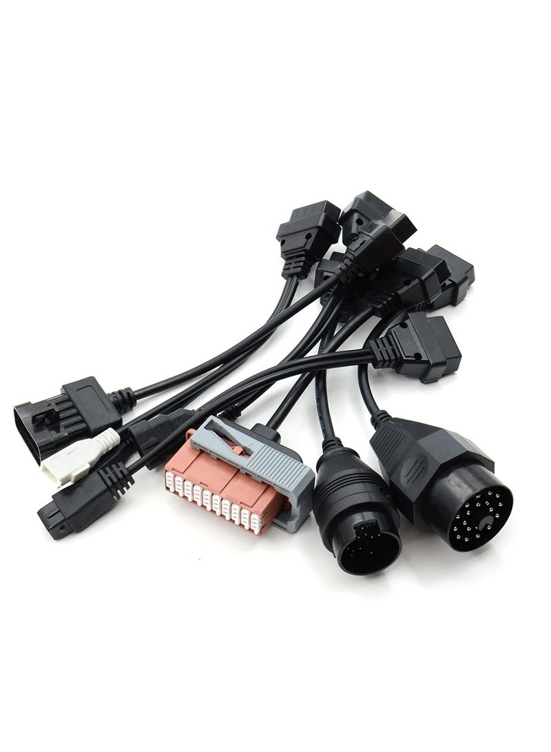 Generic Truck Diagnostic Connector Full Set 8 Car And obd2 Extension Cables obd To obd2 For Scania Car Diagnostic Tool Cable Fit For Volvo Fit For bmw Tools Color- 8 PCS Truck cables 