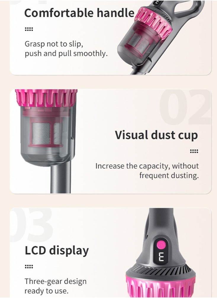 Cordless Vacuum Cleaner for Home, Rechargeable Lightweight Handheld Stick Vacuum with Strong Suction for Pet Hair, Carpet and Hard Floor