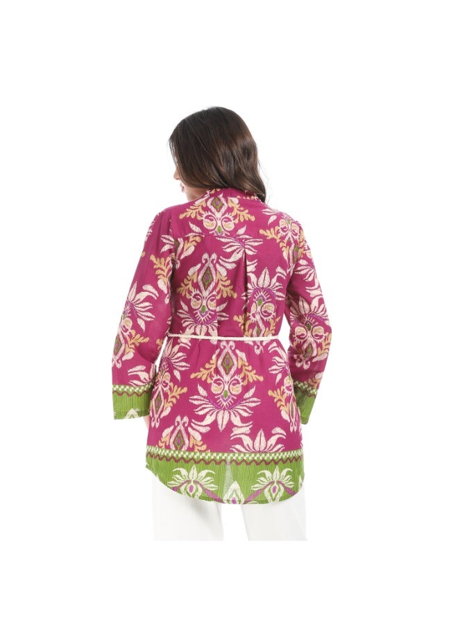 Coctail Floral Blouse-5735-fuchia  - Image 3